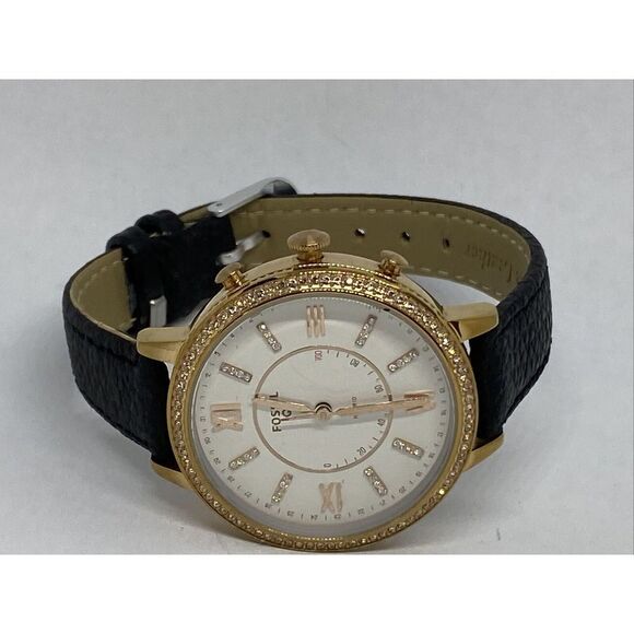 Fossil FTW5008 Women's Black Leather White Analog Dial Hybrid Smartwatch XX759 - Picture 7 of 12